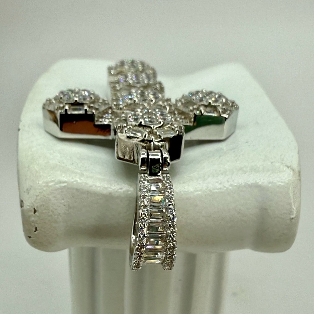 Sterling Silver CZ Cross Pendant – 3” Statement Design - Picture 12 of 17